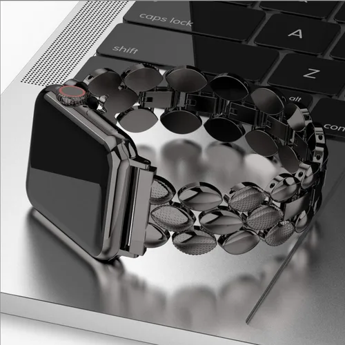 Vista 3 de Moolia Correa Elegante de Metal Compatible con Correa de Apple Watch de 38mm, 40mm, 41mm, 42mm, Correa de Moda para Mujer, Correa de Repuesto