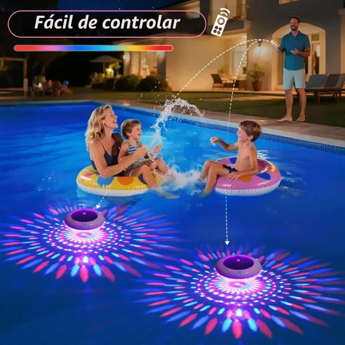 Vista 4 de Luces flotantes para piscina con control remoto, luces solares RGB de 6.5 pulgadas con 9 iluminación dinámica, IP68 impermeable, luz flotante solar