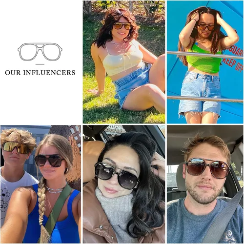 Vista 6 de YDAOWKN Retro Square Aviator Sunglasses for Womens Mens Vintage 70s Double Bridge Sun Glasses