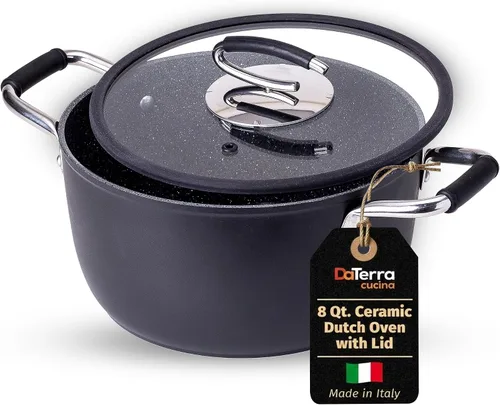 Vista 8 de DaTerra Cucina Olla de cerámica antiadherente para horno holandés con tapa