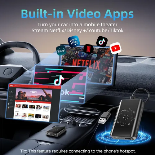 Vista 4 de AI Box - Adaptador inalámbrico CarPlay y automático, Plug & Play, WiFi de doble banda, Bluetooth 5.4, soporte de video 4K, sistema Android 13.0