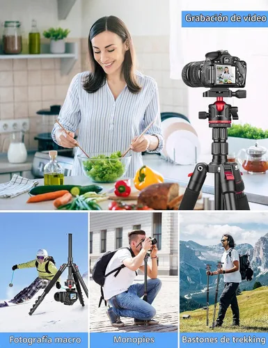 Vista 5 de Trípode profesional de 78 pulgadas para cámara Victiv, trípode monópode de aluminio para cámara DSLR, telescopio terrestre, telescopio, binoculares