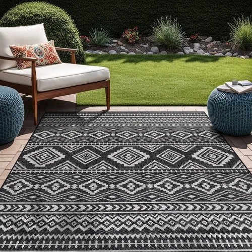 Vista 25 de Beverly Rug Waikiki Boho - Alfombra bohemia para interiores y exteriores, 5 x 7 pies, alfombra lavable para exteriores para patio, terraza, porche
