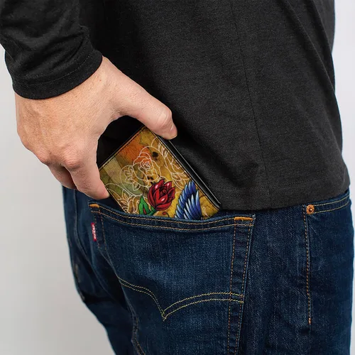 Vista 5 de Buckle-Down Billetera plegable PU para hombre, TJ-Blonde, multicolor, 4.0" x 3.5", Varios