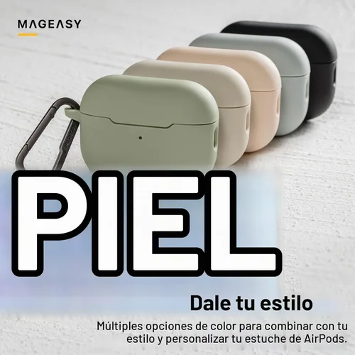 Vista 8 de MAGEASY Skin AirPods Pro 2 - Funda con bloqueo y clip de mosquetón, protección a prueba de golpes de TPU para Apple AirPod Pro de 1ª y 2ª Negro