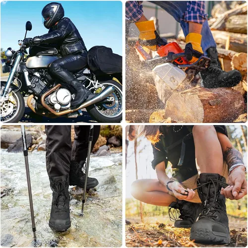 Vista 6 de FREE SOLDIER Botas tácticas militares para hombre, impermeables, botas de trabajo para senderismo, botas de combate duraderas