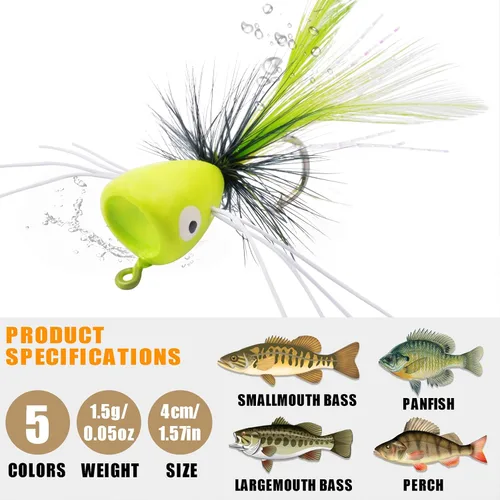 Vista 5 de Kit de señuelos de pesca con mosca, kit de señuelos de pesca con mosca, moscas para pesca con mosca, cebo colorido, moscas de pesca con mosca seca