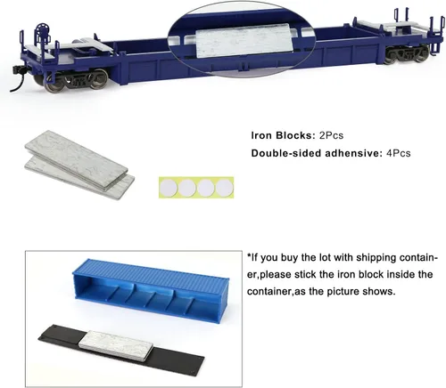 Vista 5 de Evemodel C8749 1pc HO Scale 40ft Well Car 1:87 Fondo cóncavo 40' carro plano (1pc - azul)