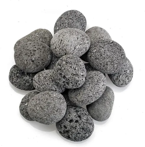 Vista 4 de American Fireglass Pequeña piedra de lava gris (1/2" - 1") Bolsa de 10 lb