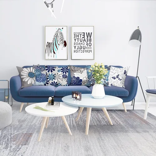 Vista 5 de COMMINY Juego de 6 fundas de almohada decorativas de 16 x 16 pulgadas / 16.0 x 16.0 in., diseño de margaritas y margaritas para sofá, moderna funda