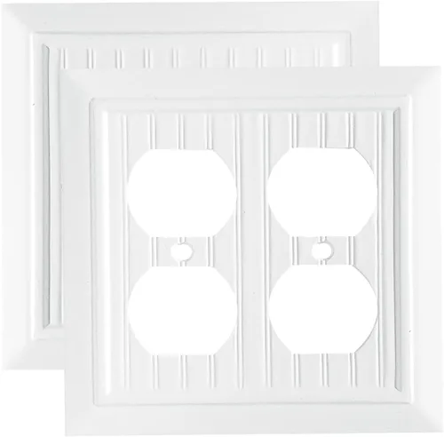 Vista 16 de Placas de pared clásicas de tablilla ranurada blanco puro, cubiertas de interruptor de luz, cubiertas de tomacorrientes eléctricos, placas