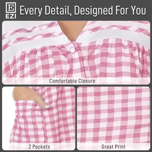 Vista 5 de Ezi Vestido de casa sin mangas con cremallera para mujer