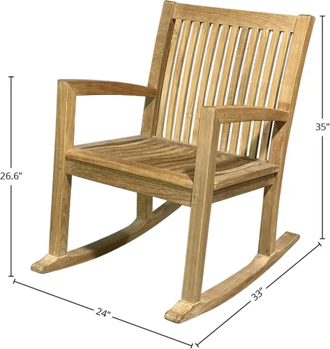 Vista 3 de Royal Teak - Sillón mecedor, color natural