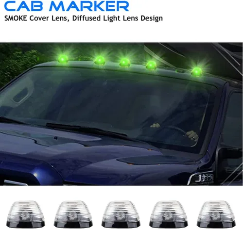 Vista 8 de Luces marcadoras transparentes para cabina de techo con 168 bombillas LED verdes, repuesto para Ford Serie F 1999-2016 Super Duty camiones y SUV