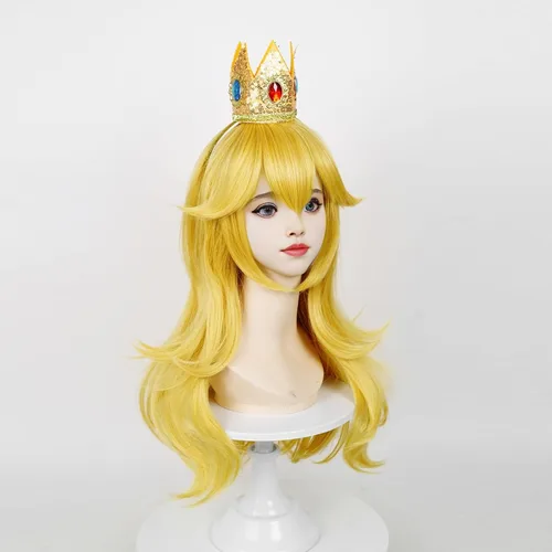 Vista 6 de SL Peluca rubia de princesa para disfraz de melocotón Cosplay