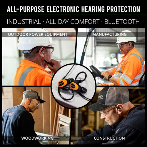Vista 3 de Protección auditiva Bluetooth ISOtunes Pro 3.0, auriculares de trabajo compatibles con OSHA 20-hour battery, 27 dB NRR, earplug headphones