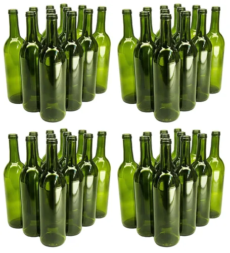 Vista 2 de North Mountain Supply Botella de vino Burdeos de vidrio de 25.4 fl oz con acabado de corcho de fondo plano, 48 botellas (4 cajas de 12) – Verde