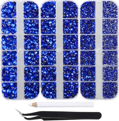 Vista 25 de Massive Beads Más de 9500 diamantes de imitación termoadhesivos redondos de vidrio con parte trasera plana para hacer tú mismo con 1 pinza y 1 12