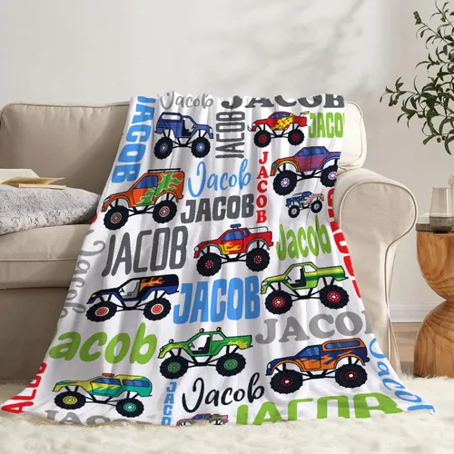 Vista 88 de Manta de bebé con texto en inglés «Just A Boy Who Loves Trucks» para niños y niñas, manta súper suave para envolver al recién nacido, acogedora