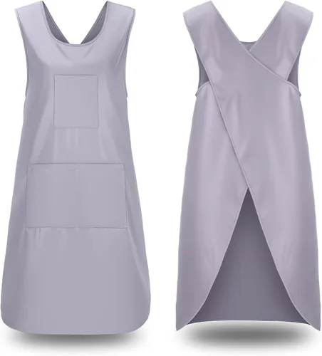 Vista 8 de Delantal de cocina con espalda cruzada para mujer, delantal de poliéster japonés con 3 bolsillos para hornear cocinar parrilla, delantales unisex