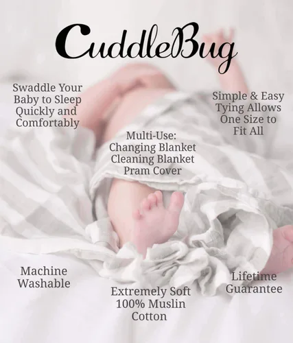 Vista 5 de Cuddlebug Paquete de mantas de muselina para bebé en color gris