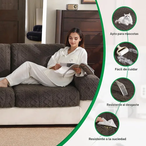 Vista 6 de OHSIO Fundas para cojines de sofá, funda de sofá de felpa súper suave y más gruesa, funda elástica para sofá seccional, funda de sofá para mascotas