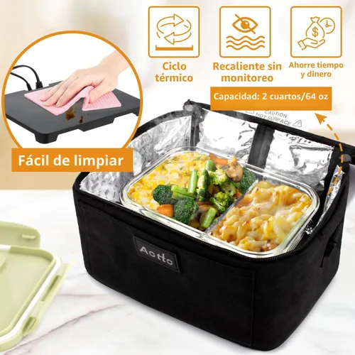 Vista 5 de Aotto Horno Portátil, Lonchera Eléctrica Calentador de Alimentos - 12V/24V/110V 3 en 1 Calentador de Alimentos para Coche - Mini Microondas Personal