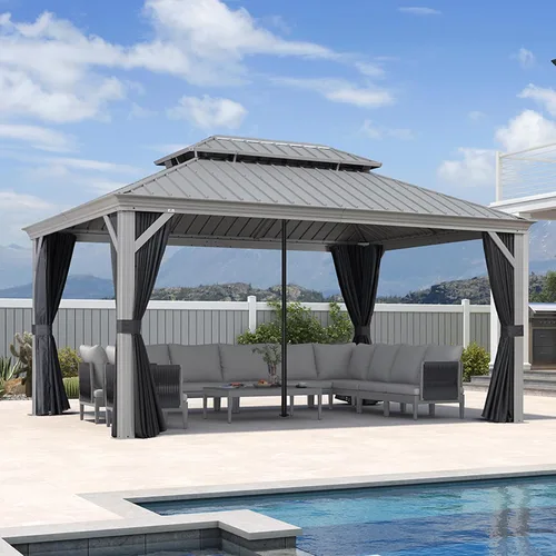 Vista 40 de PURPLE LEAF - Gazebo para exteriores de 10 x 12 pies, con sistema de drenaje