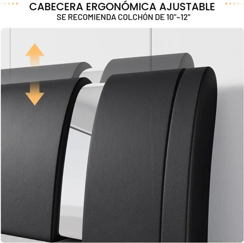Vista 4 de SHA CERLIN Marco de Cama Queen Moderno de Cuero Sintético con Cabecera Ajustable y Detalles de Hierro, Cama Plataforma Tapizada de Lujo con Soporte