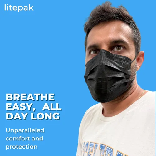 Vista 3 de Litepak 2,000 mascarillas desechables - Cubrebocas transpirable para el hogar y la oficina