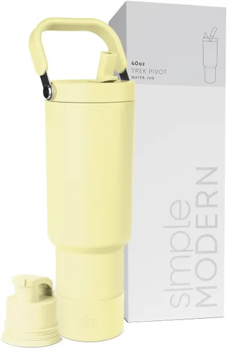 Vista 19 de Simple Modern Trek Pivot Vaso con pajita abatible de 30 oz con asa Botella de agua y protector Tapas intercambiables de pajita y para beber