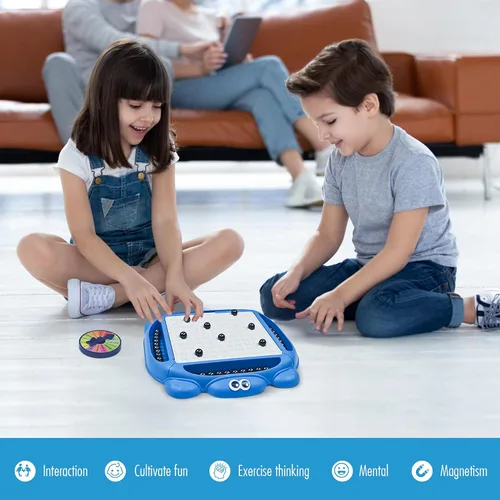 Vista 4 de Juego de ajedrez magnético, juego de mesa magnético con tablero y 40 piedras, innovador juego de rompecabezas de estrategia magnética para niños