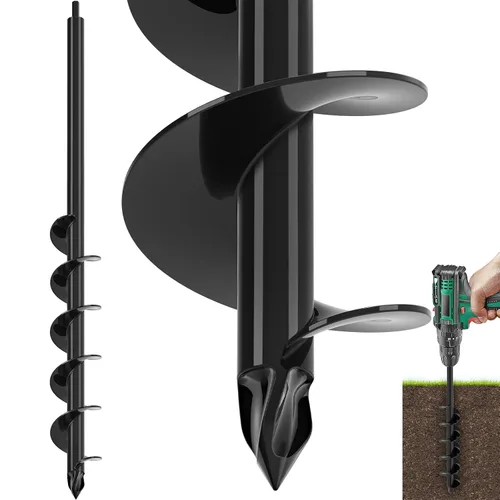 Vista 12 de Broca de taladro de jardín para plantar 1.6 x 32 pulgadas, broca negra para excavadora de agujeros, taladro de suelo para plantar bulbos, flores