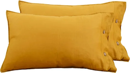 Vista 18 de S VICTORY SYMBOL Juego de 2 fundas de almohada 100 % lino natural francés de 20 x 30 pulgadas, fundas de almohada suaves y duraderas, color verde