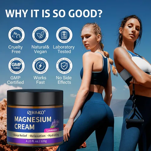 Vista 9 de RIHAKO Regalos de Pascua, loción de magnesio y lavanda, crema de magnesio nocturno para dormir, alivio de piernas inquietas, dolor muscular