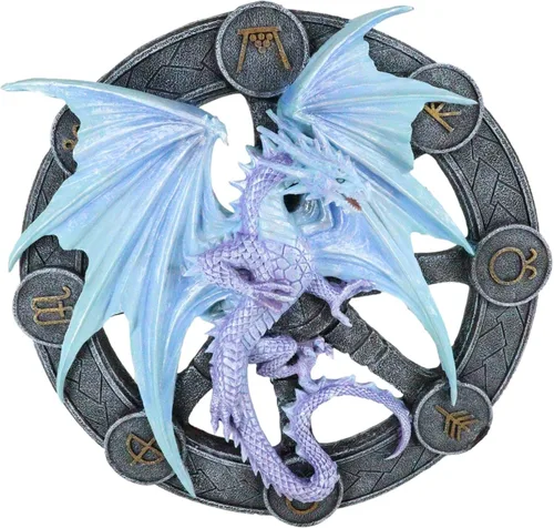 Vista 15 de Ebros Gift Wicca Neo Paganism Sabbats Rueda del Año Fantasía Dragón con símbolos sagrados Decoración de pared Escultura por Anne Stokes Dragons