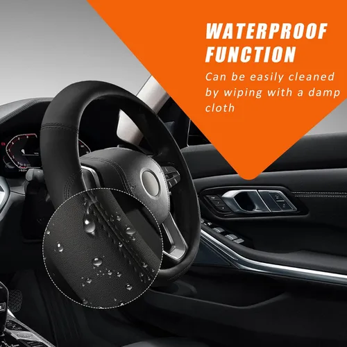Vista 5 de Ziciner Funda de Volante, Funda de Volante de Cuero Suave Premium Duradero Elástico, Protector de Volante Auto de Lino Elástico Transpirable