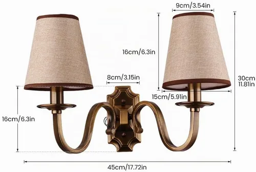 Vista 6 de Aiwen Vintage moderno aplique de pared lámpara de pared lámpara de pared de latón macizo accesorio 2 luces