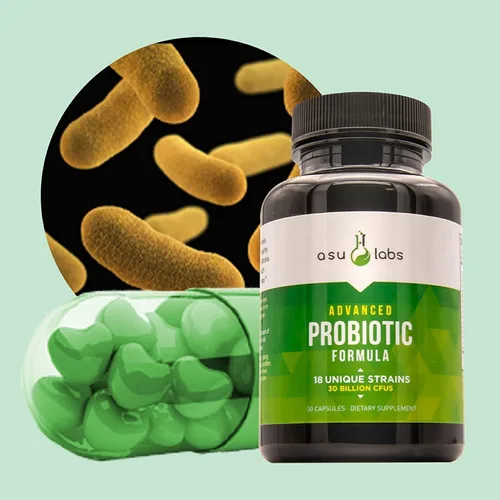 Vista 4 de ASULABS® Fórmula Probiótica Avanzada con 18 Cepas Probióticas Clínicamente Seleccionadas para ayudar a eliminar los malestares digestivos. Para