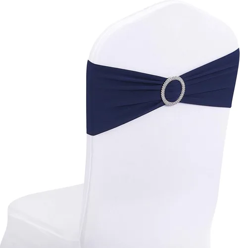 Vista 12 de Peomeise - 25 bandas elásticas de elastano negro para sillas con hebilla deslizante, para decoración de bodas y fiestas