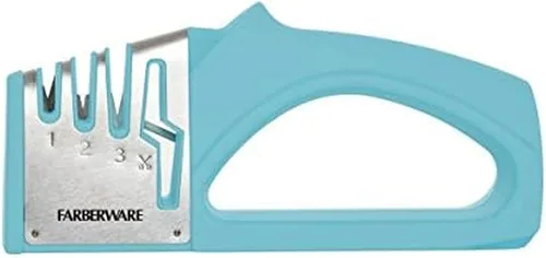 Vista 8 de Farberware EdgeKeeper - Afilador de cuchillos de 2 etapas con ranura dentada, varillas de afilar de cerámica, base antideslizante, diseño de mesa