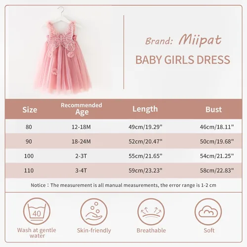 Vista 5 de Miipat Vestido de tul sin mangas para niñas pequeñas, vestido de tutú de mariposa floral para niñas pequeñas, vestidos de princesa para fiesta