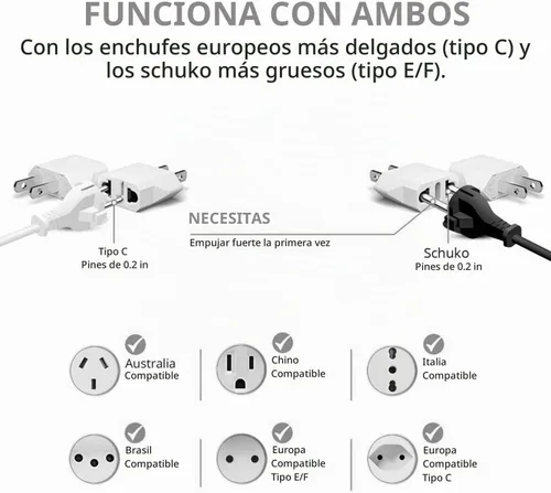 Vista 7 de GRLRCR - Paquete de 2 adaptadores de enchufe de EE. UU., UE AU CN a Estados Unidos, adaptador de enchufe de viaje, convertidor de corriente