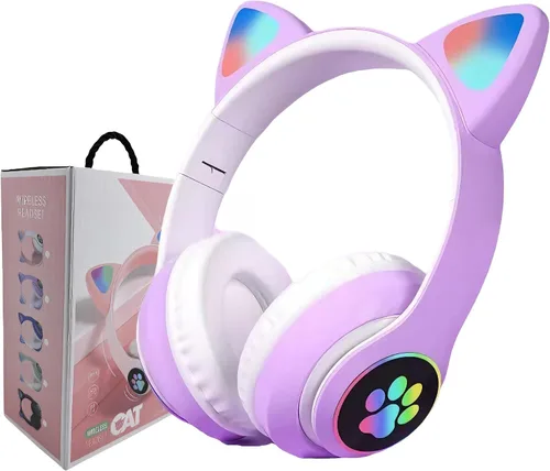 Vista 12 de Auriculares Bluetooth con orejas de gato Yusonic, auriculares inalámbricos para niños pequeños, niños y niñas, para Amazon Fire Negro