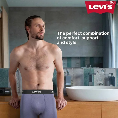 Vista 4 de Levi's Calzoncillos tipo bóxer de microfibra para hombre, ultra suaves, paquete de 4