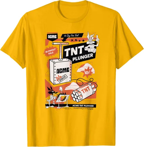 Vista 34 de Looney Tunes Wile E. Coyote - Camiseta de émbolo TNT, Blanco, S