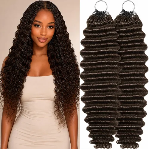Vista 45 de Human Braiding Hair for Boho Braids 20inch Curly Wave Bulk Bundles 1B (A)1B
