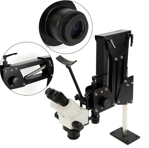 Vista 9 de Microscopio multidireccional con incrustaciones de espejo con soporte de resorte, microscopio de ajuste Herramienta de joyería de 3.031 in Zoom