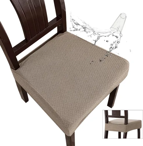 Vista 26 de Genina Fundas de asiento impermeables para sillas de comedor (2 unidades, con abertura trasera, beige)