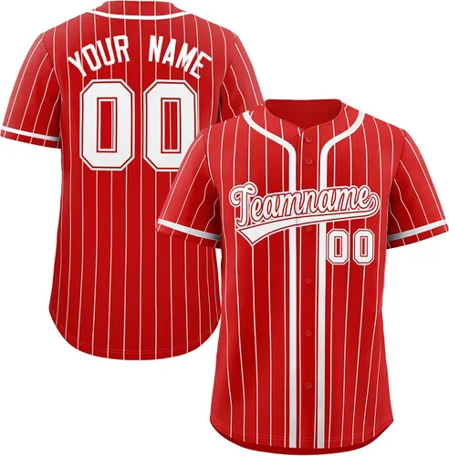 Vista 34 de Camiseta de béisbol de rayas finas personalizada hipster hip hop, camisetas deportivas con nombre y número del equipo personalizado para hombres